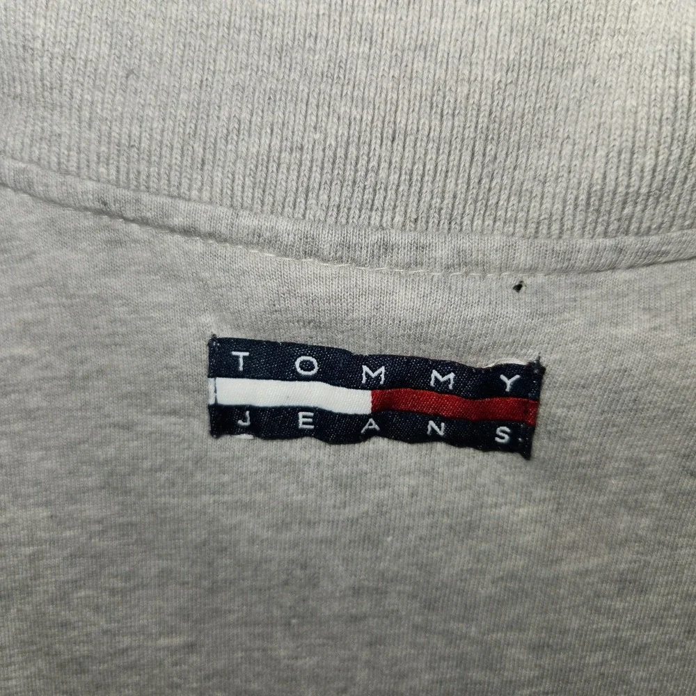 Tommy Hilfiger Gray Logo‎ Short Sleeve 90's Vintage Polo Zip Shirt Men's Size XL